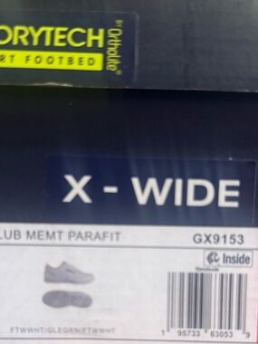 Reebok X-Wide Navy and Yellow Athletic Shoes Box